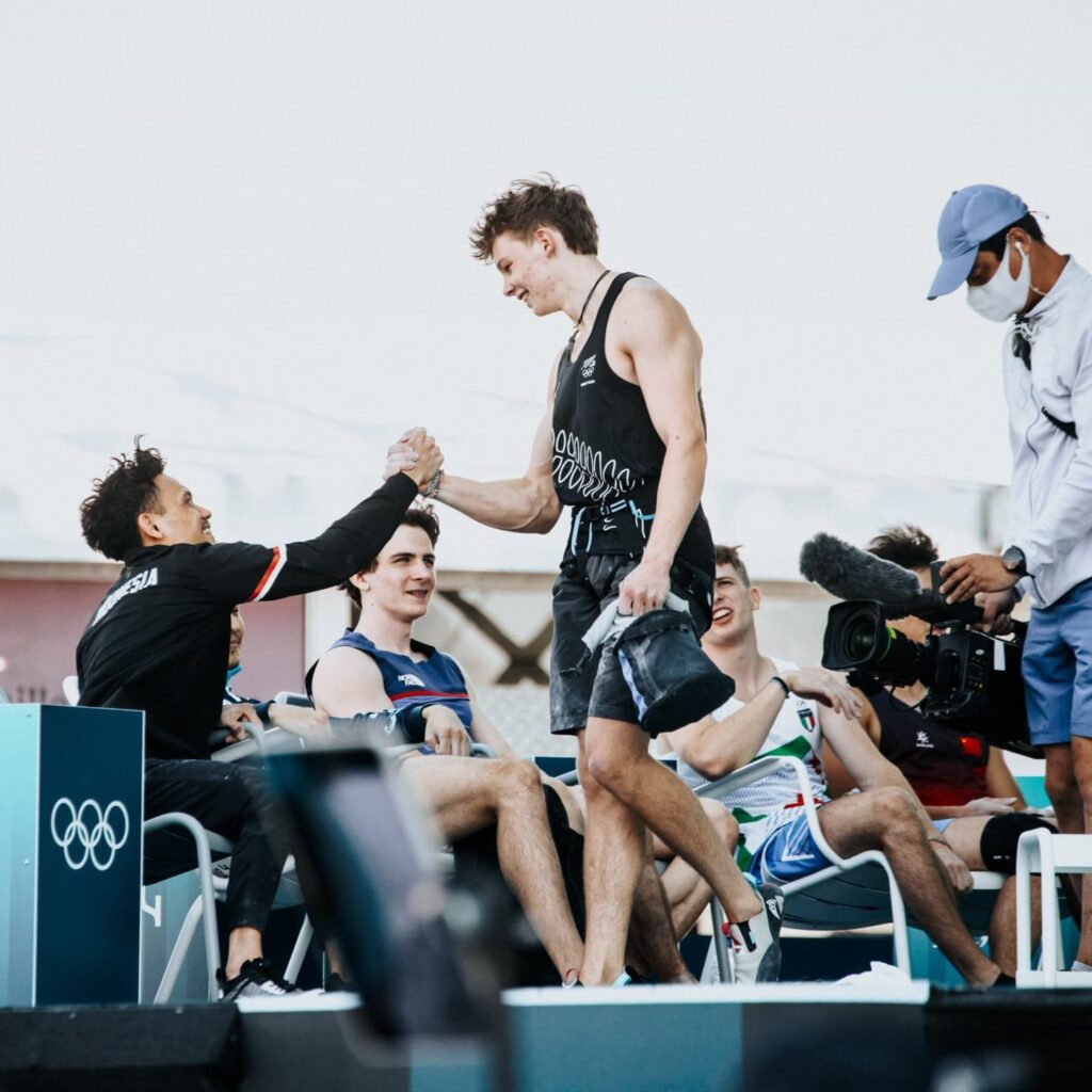 Julian David speed climbing at the Paris 2024 Olympics